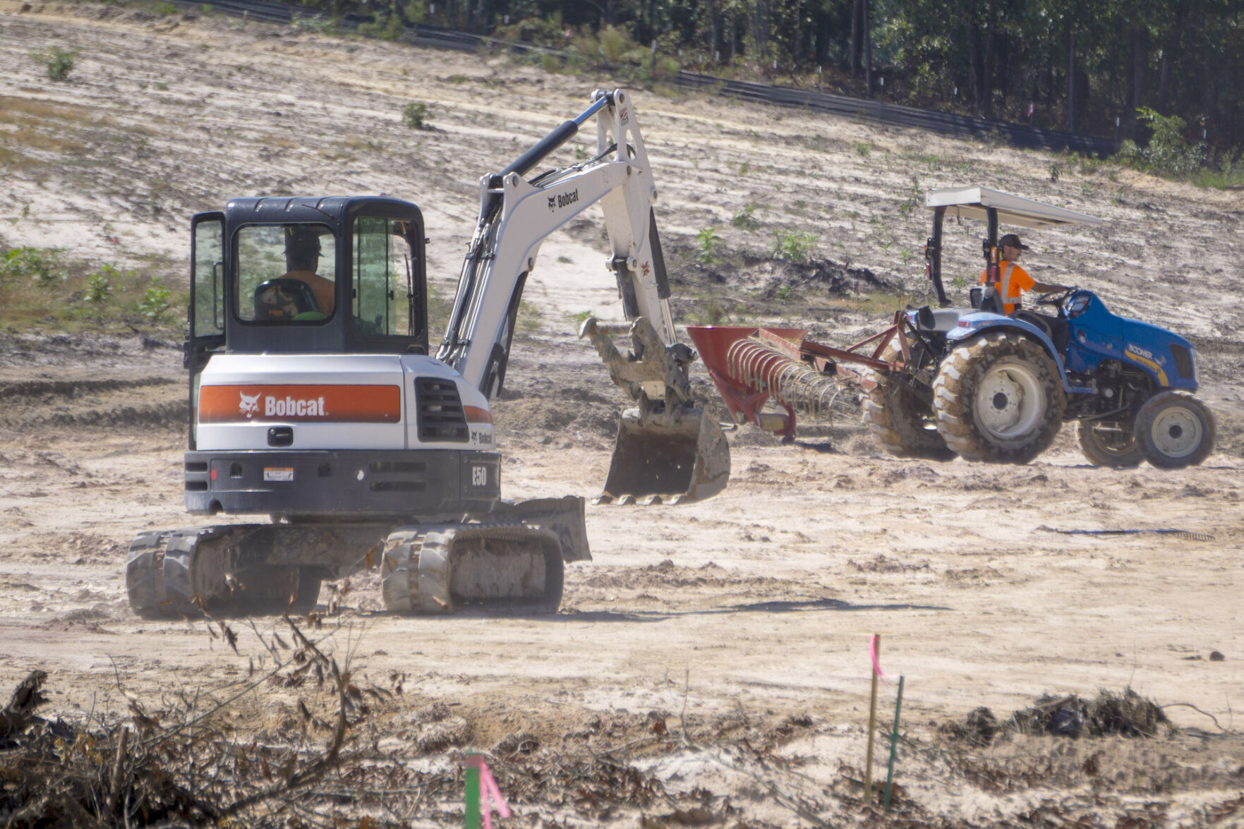 Town workers at the future site of the Aberdeen sports complex on Sept. 28, 2021.